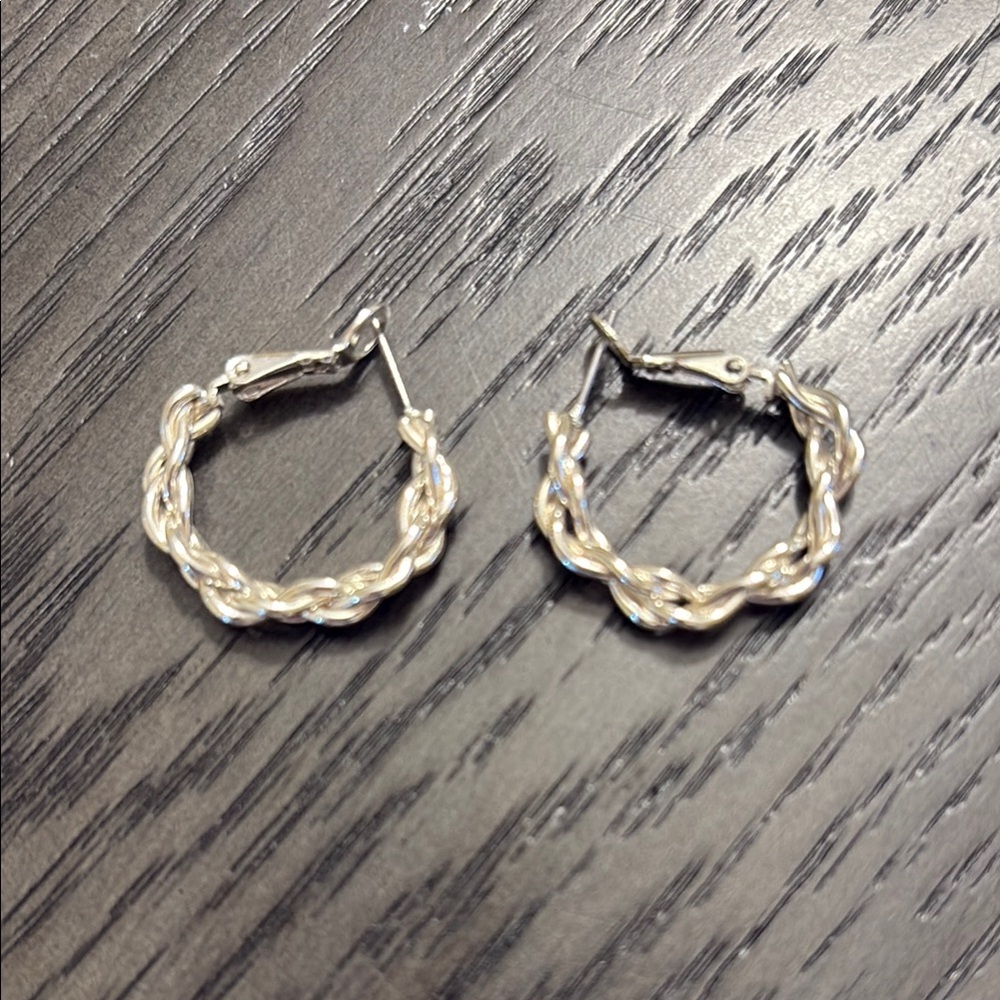 Timeless Silver Twisted Hoop Earrings